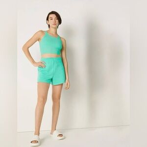 PINK Victoria’s Secret Teal Mint Green Crop Top and High Waist Campus Short set